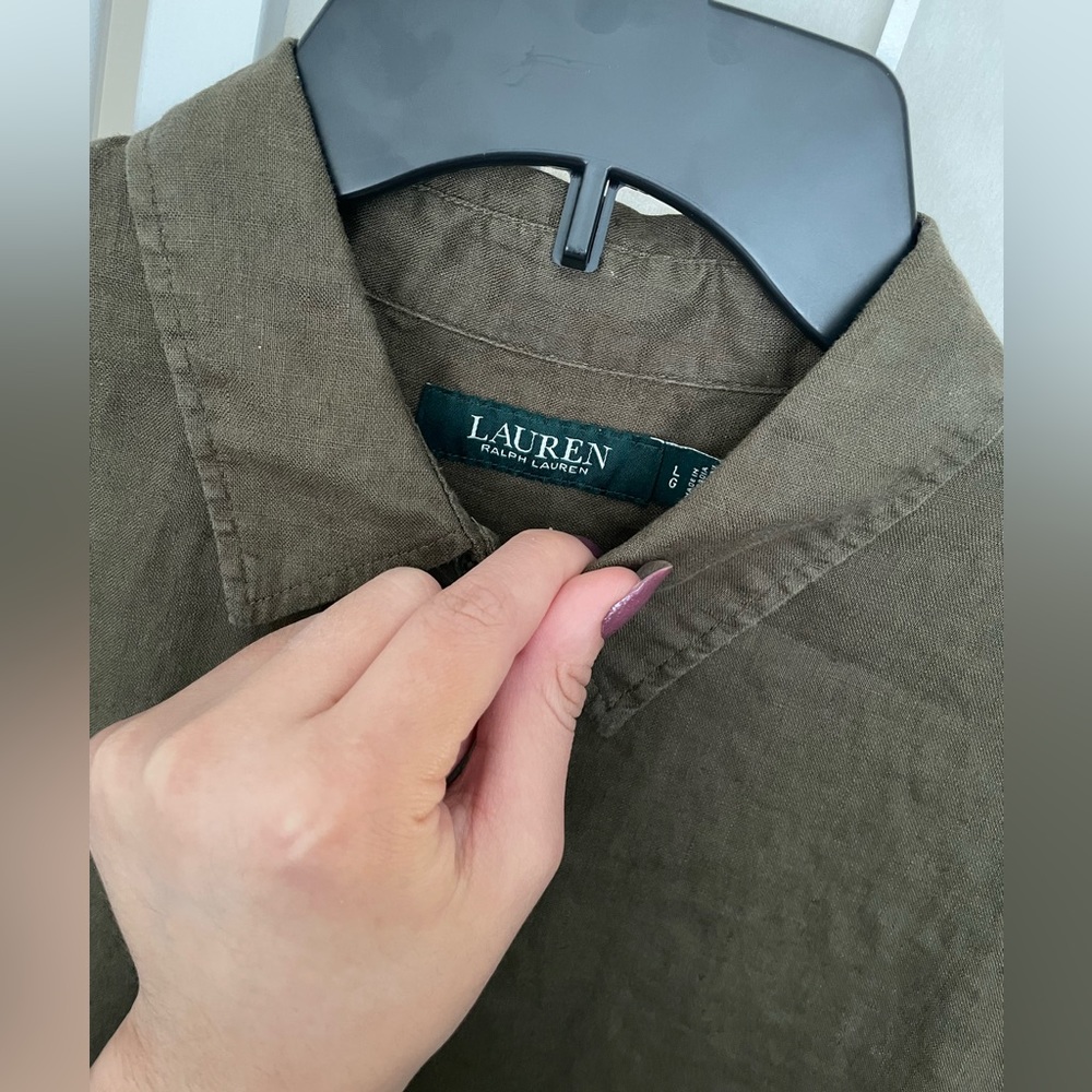 Ralph Lauren Polo Shirt Women Short Sleeve Army Green Large